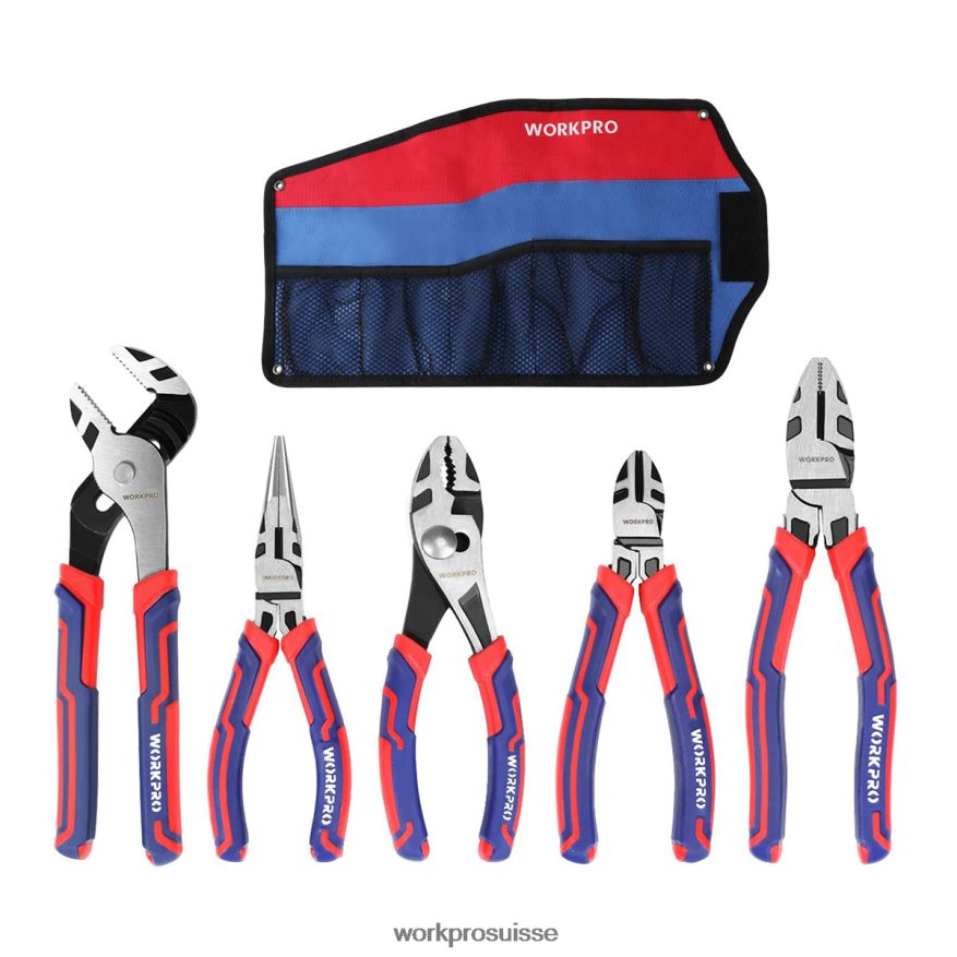 Jeu de 5 pinces de construction cr-v haut de gamme avec pochette de rangement Z2LXTF66 utile WORKPRO outil