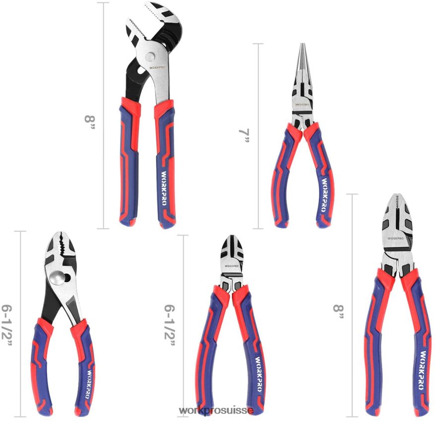 Jeu de 5 pinces de construction cr-v haut de gamme avec pochette de rangement Z2LXTF66 utile WORKPRO outil