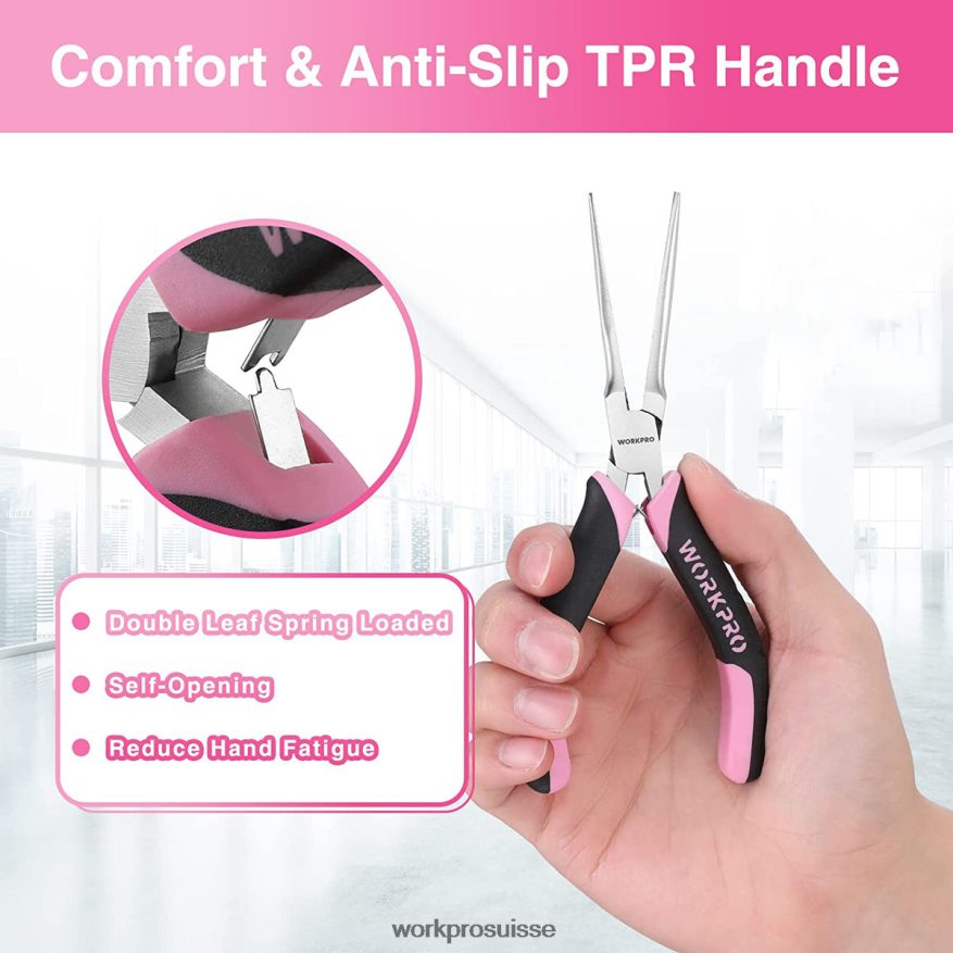 Jeu de 6 mini pinces avec pochette Z2LXTF65 rose WORKPRO outil