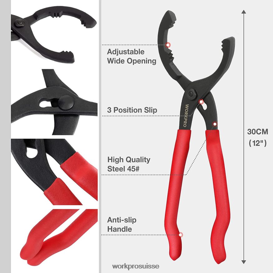 pince à filtre à huile réglable idéale pour les raccords de conduits de filtres moteur Z2LXTF69 utile WORKPRO outil