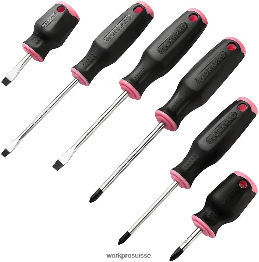 Jeu de 6 tournevis magnétiques Z2LXTF244 rose WORKPRO outil