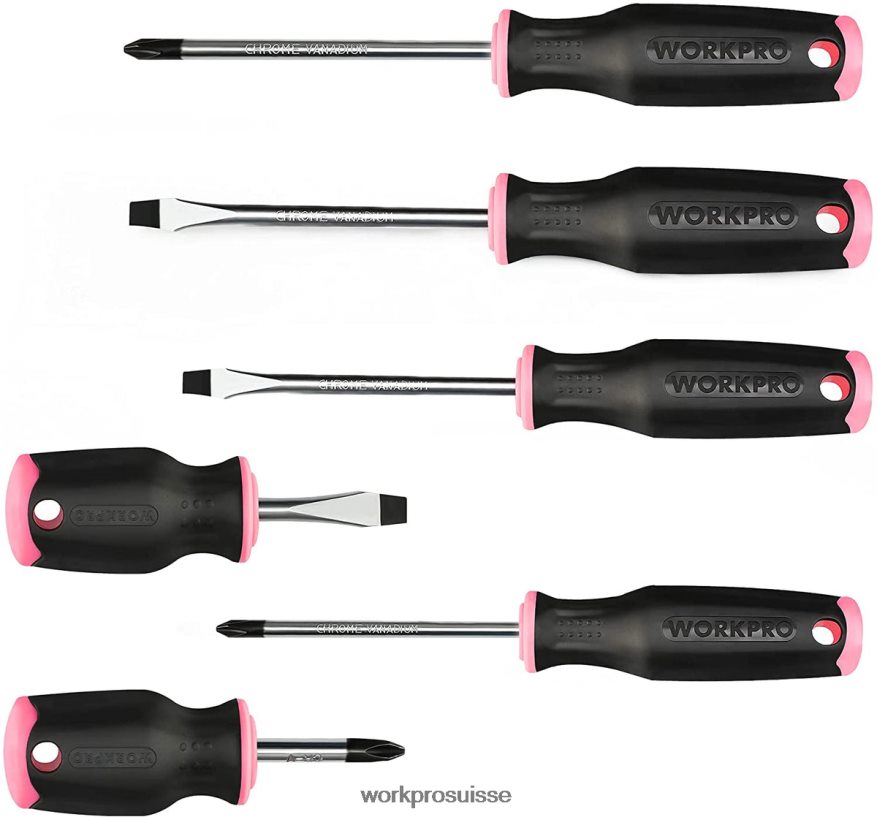 Jeu de 6 tournevis magnétiques Z2LXTF244 rose WORKPRO outil