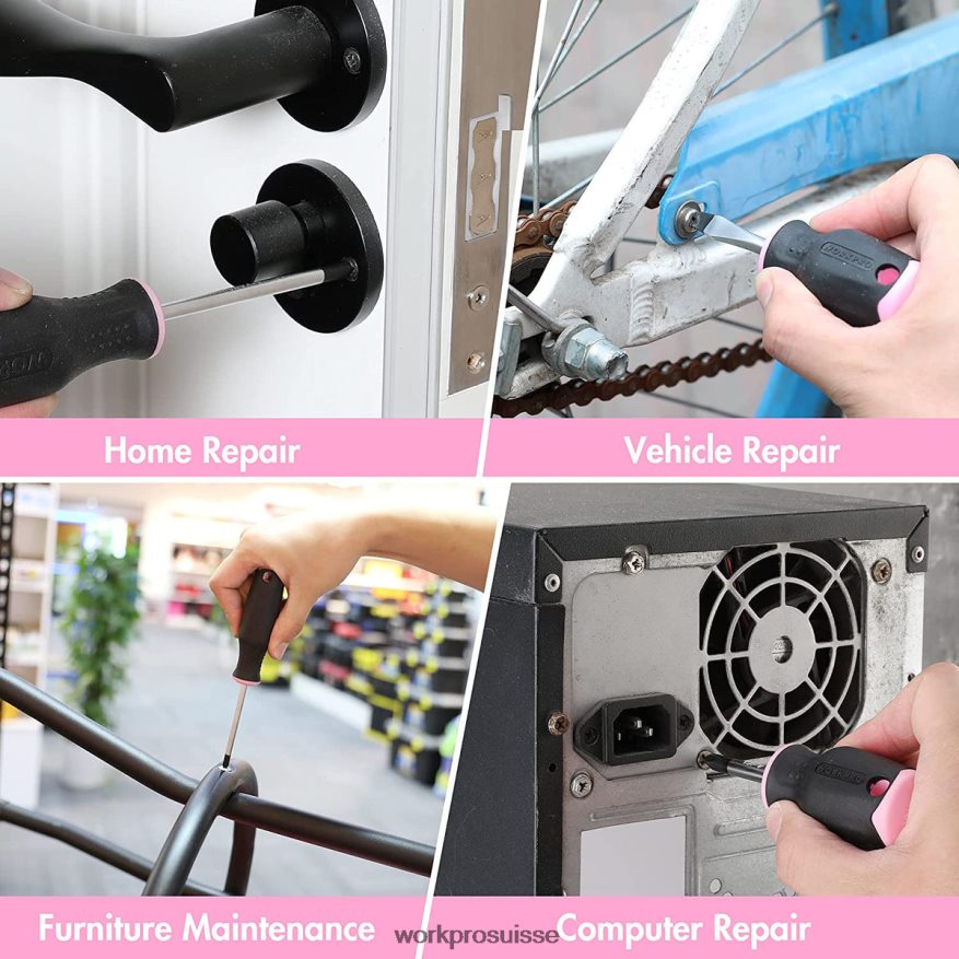 Jeu de 6 tournevis magnétiques Z2LXTF244 rose WORKPRO outil