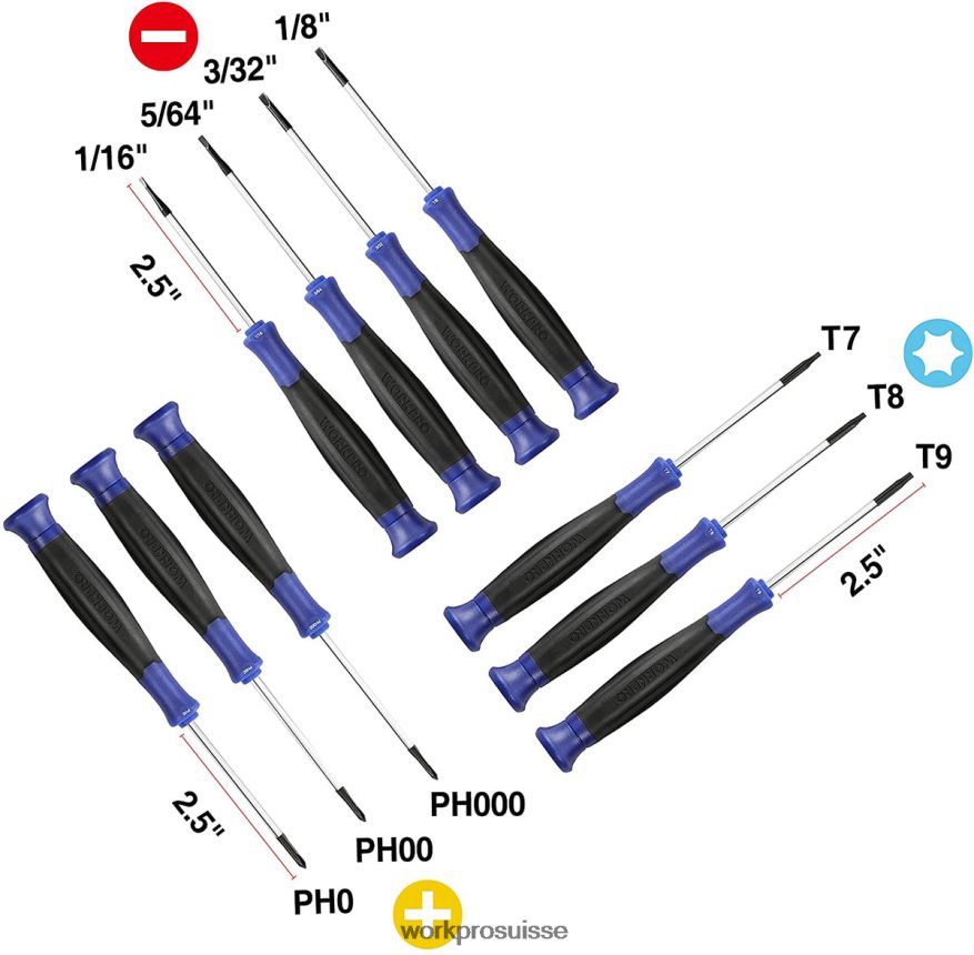 Jeu de tournevis de précision 10 pièces avec pochette Z2LXTF100 utile WORKPRO outil