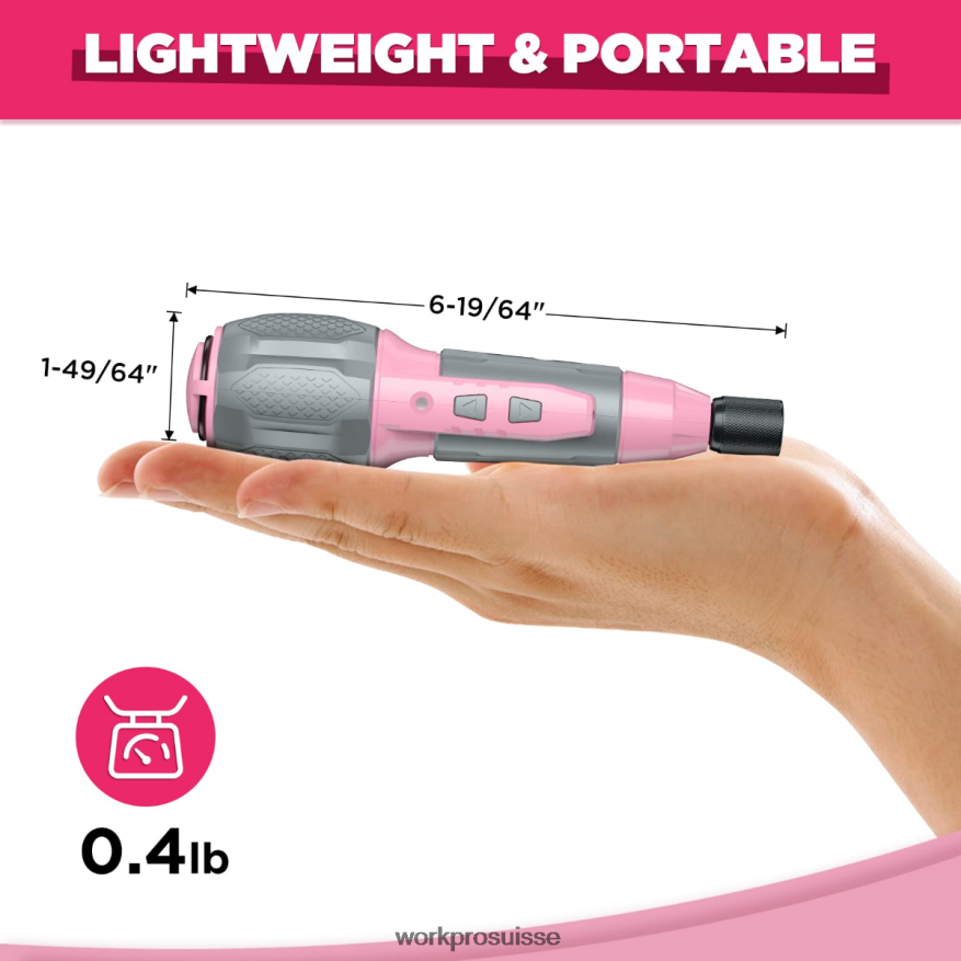 Kit de tournevis à batterie lithium-ion rechargeable USB 4 V sans fil Z2LXTF236 rose/blanc WORKPRO outil
