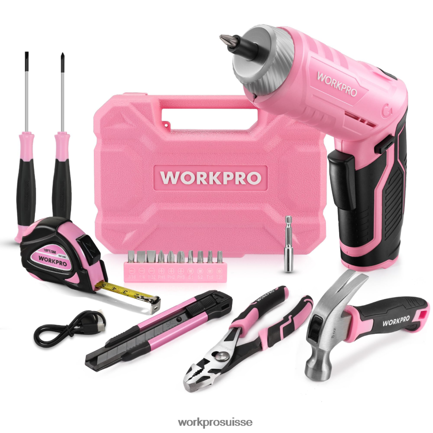 Trousse à outils générale pour la maison, 18 pièces Z2LXTF102 rose bleu WORKPRO outil