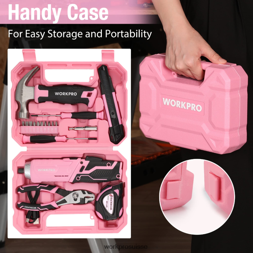 Trousse à outils générale pour la maison, 18 pièces Z2LXTF102 rose bleu WORKPRO outil