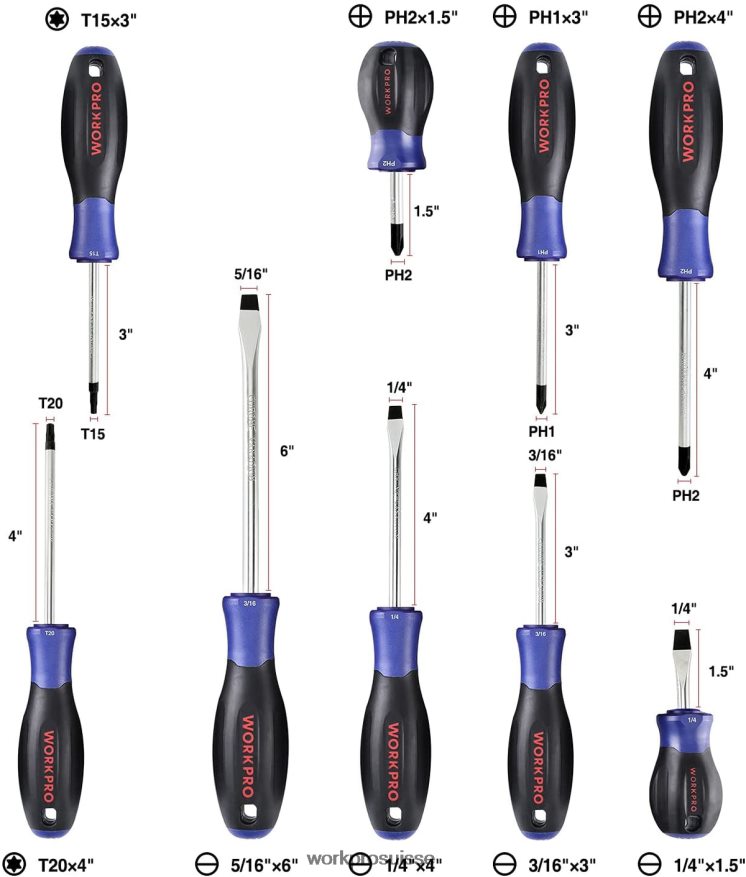 jeu de tournevis magnétiques, 16 tournevis de précision cruciformes à fente Torx avec magnétiseur Z2LXTF98 nouveau WORKPRO outil