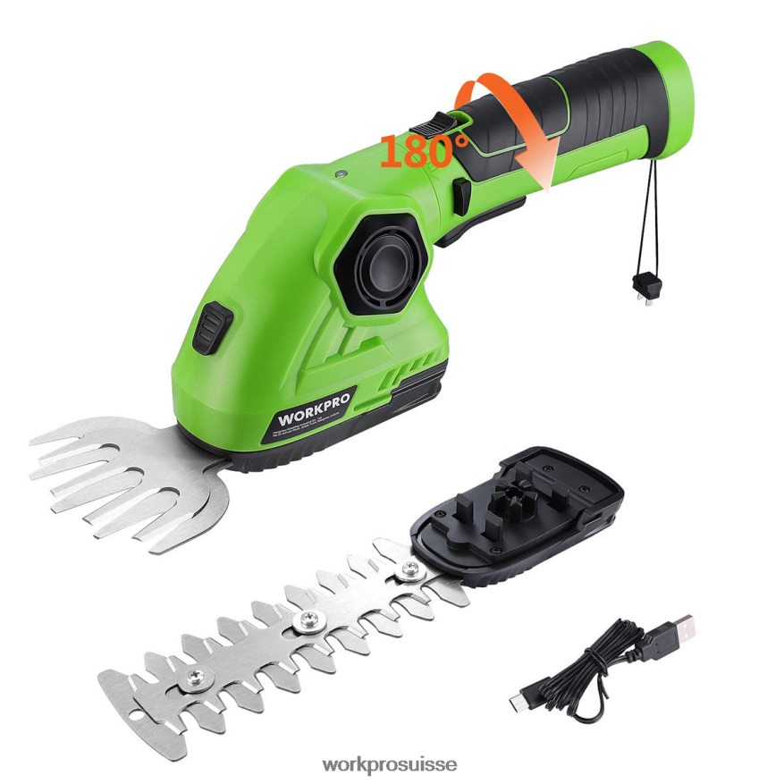 Cisaille à gazon et coupe-arbustes sans fil 2 en 1, taille-haie portatif 7.2v, cisaille à gazon électrique Z2LXTF297 vert blanc WORKPRO outil