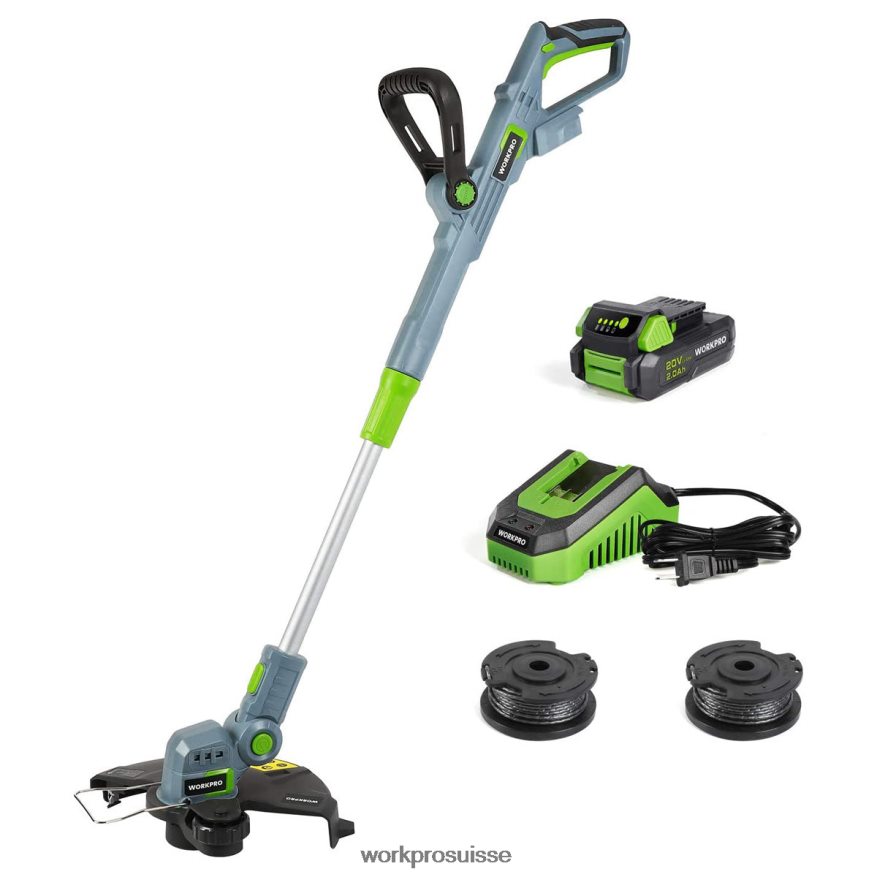 Coupe-bordure/bordure sans fil 20 V, 12 pouces avec batterie lithium-ion de 2 Ah, chargeur rapide en 1 heure, fil de coupe de 16,4 pieds inclus Z2LXTF293 utile WORKPRO outil