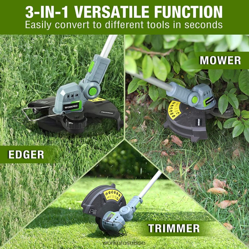 Coupe-bordure/bordure sans fil 20 V, 12 pouces avec batterie lithium-ion de 2 Ah, chargeur rapide en 1 heure, fil de coupe de 16,4 pieds inclus Z2LXTF293 utile WORKPRO outil