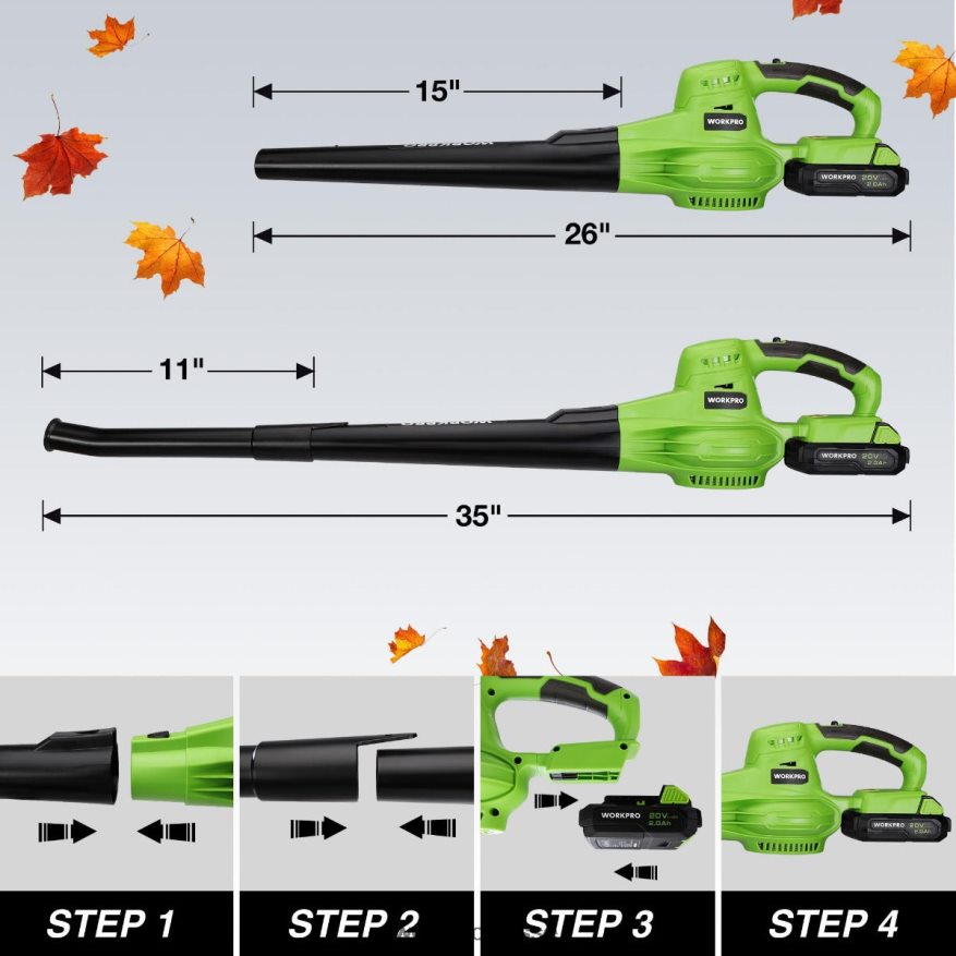 Mini souffleur de feuilles sans fil léger 20 V avec batterie et chargeur, commande à 2 vitesses Z2LXTF303 morden WORKPRO outil