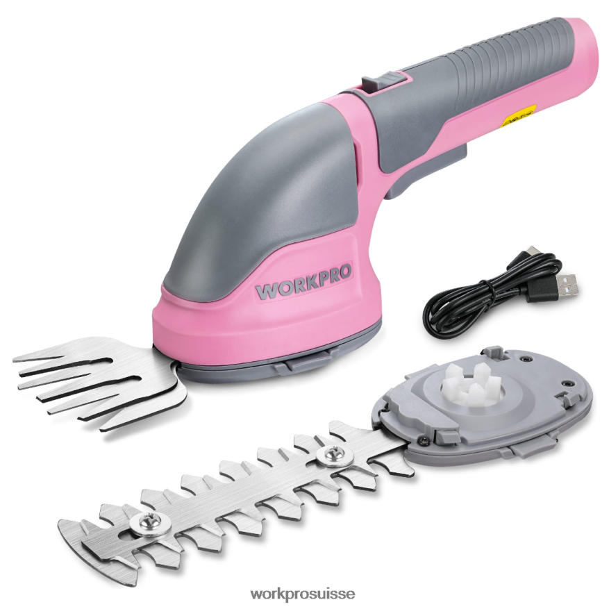 Taille-bordure électrique sans fil 2 en 1, 3.6v, cisaille à haie/coupe-herbe Z2LXTF268 rose/vert/blanc WORKPRO outil
