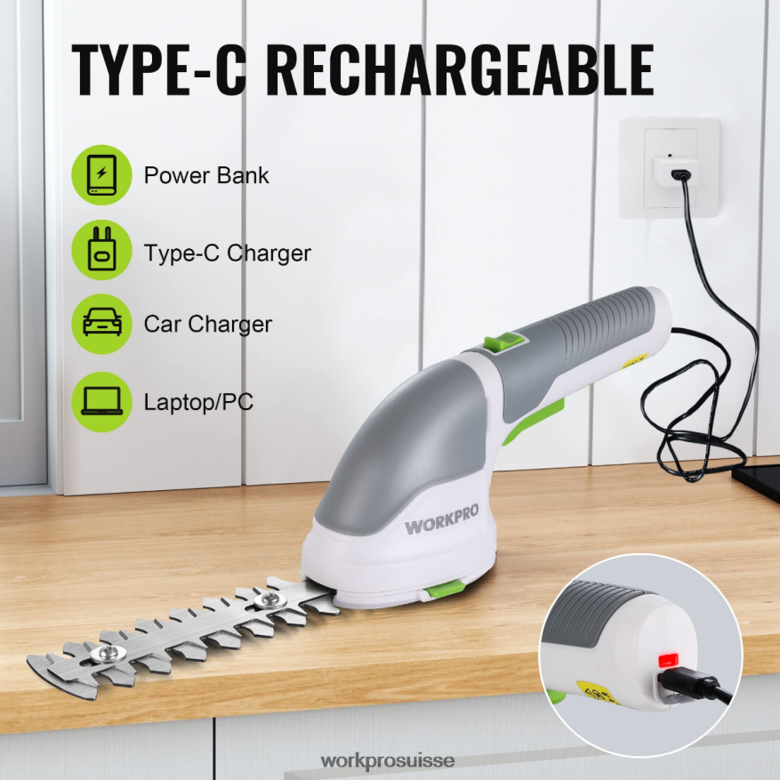 Taille-bordure électrique sans fil 2 en 1, 3.6v, cisaille à haie/coupe-herbe Z2LXTF268 rose/vert/blanc WORKPRO outil