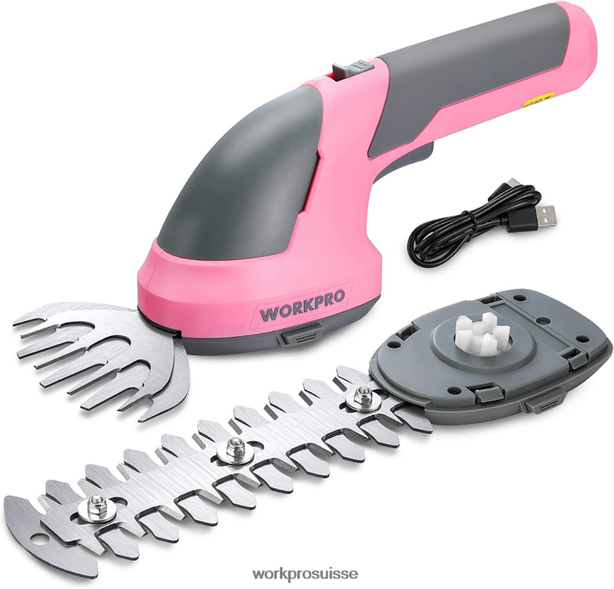 Taille-bordure électrique sans fil 2 en 1, 7.2v, cisaille à haie/coupe-herbe Z2LXTF269 rose/vert/blanc WORKPRO outil