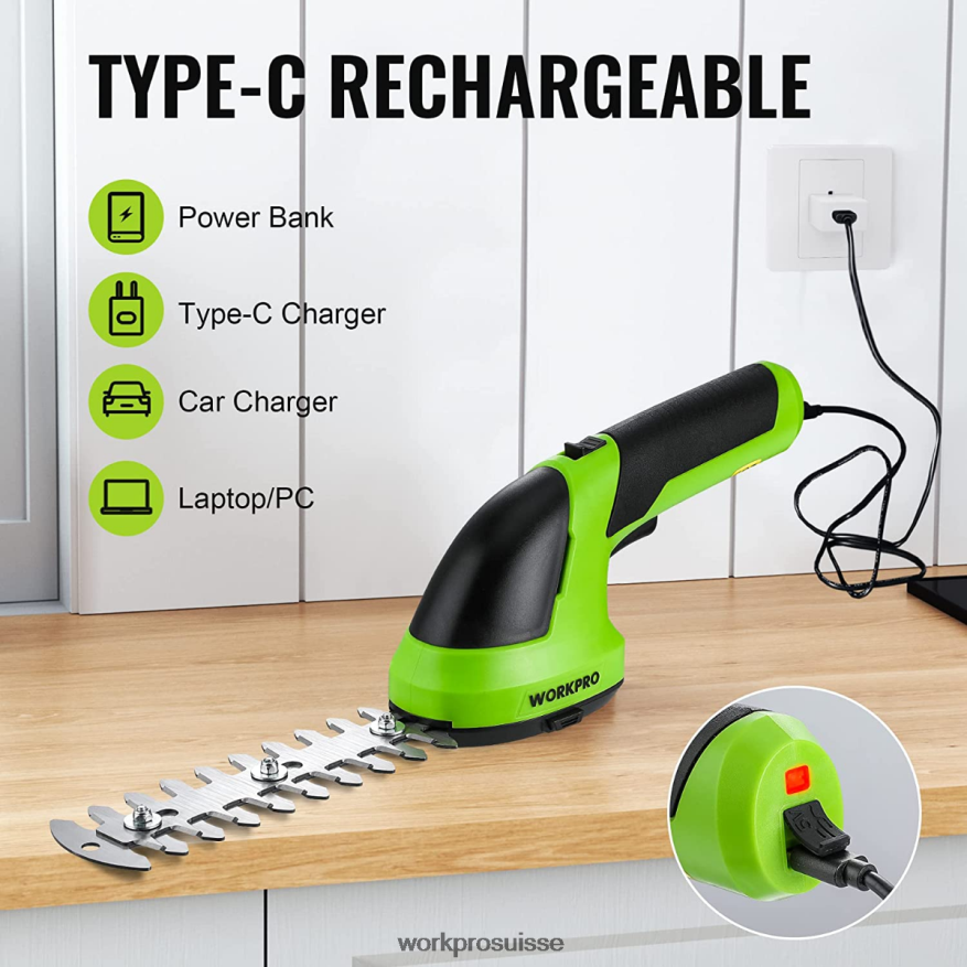 Taille-bordure électrique sans fil 2 en 1, 7.2v, cisaille à haie/coupe-herbe Z2LXTF269 rose/vert/blanc WORKPRO outil