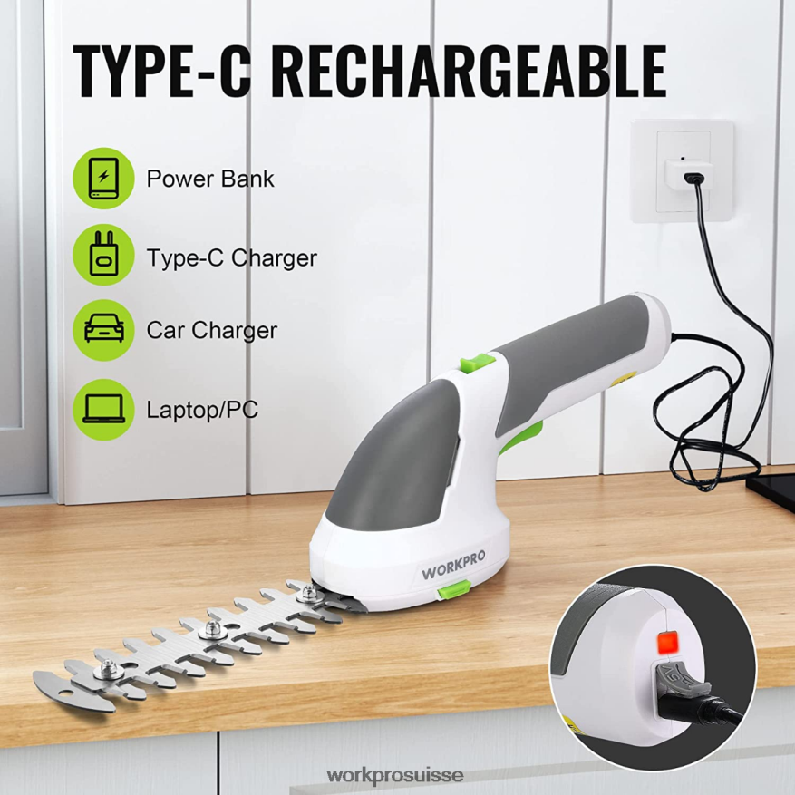 Taille-bordure électrique sans fil 2 en 1, 7.2v, cisaille à haie/coupe-herbe Z2LXTF269 rose/vert/blanc WORKPRO outil