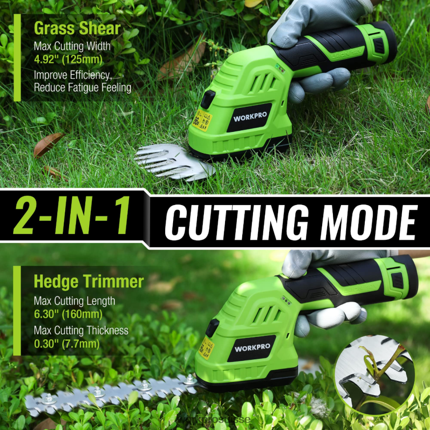 Taille-haie électrique sans fil 2 en 1 12 V et coupe-arbustes portatif, avec batterie lithium-ion rechargeable de 2,0 Ah et chargeur rapide d'une heure Z2LXTF301 morden WORKPRO outil