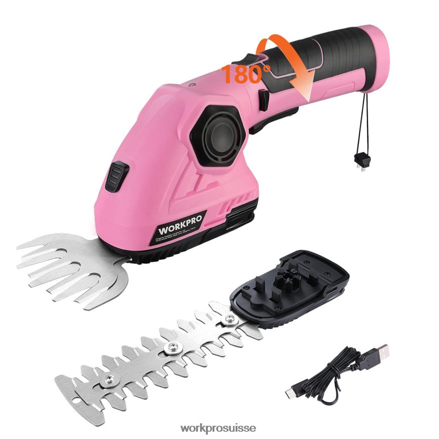 Taille-haie portatif 2 en 1, coupe-herbe/cisaille-haie électrique 7.2v Z2LXTF266 rose WORKPRO outil