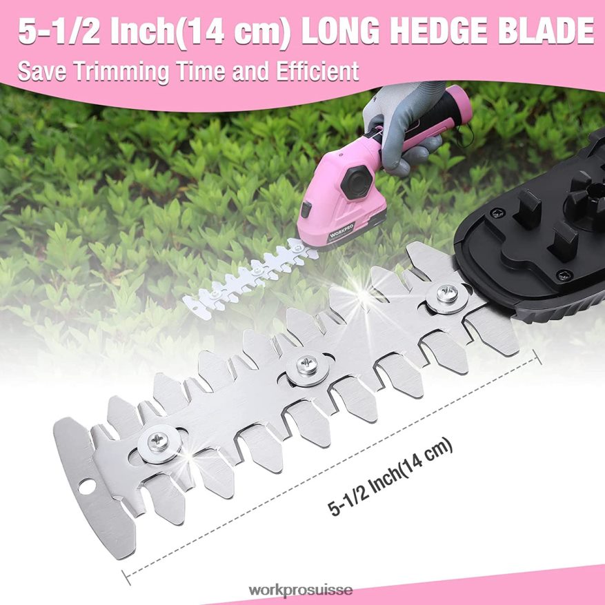 Taille-haie portatif 2 en 1, coupe-herbe/cisaille-haie électrique 7.2v Z2LXTF266 rose WORKPRO outil