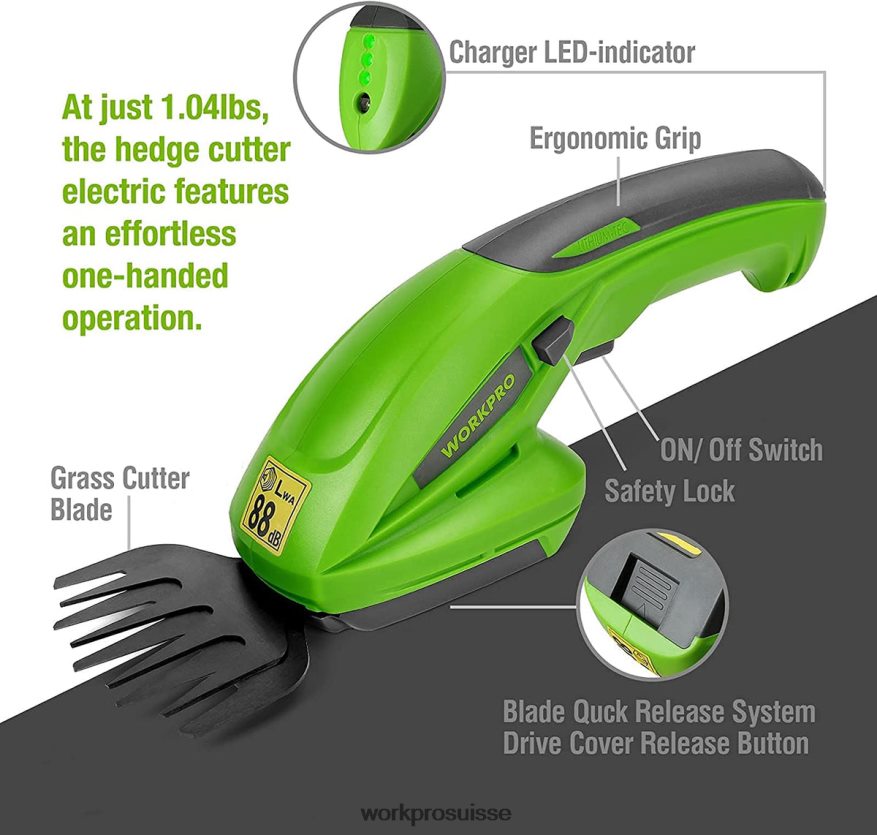 Taille-haie portatif 2 en 1, coupe-herbe électrique 7.2v, cisaille à haie/coupe-herbe Z2LXTF294 morden WORKPRO outil