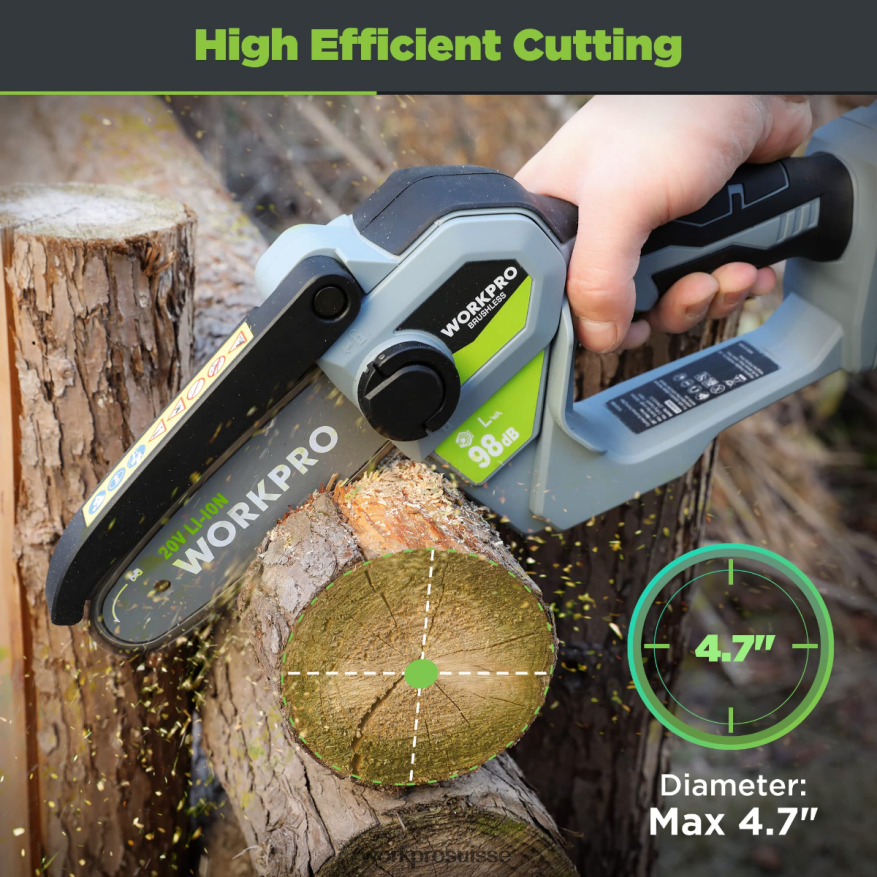 Tronçonneuse compacte sans fil 20 V avec batterie 4,0 Ah et chaîne de rechange. Z2LXTF298 morden WORKPRO outil
