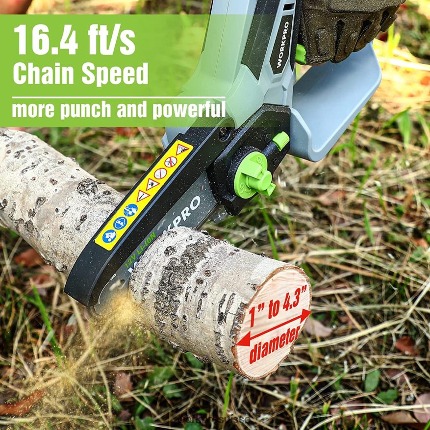 mini tronçonneuse, scie à chaîne électrique compacte sans fil avec 2 batteries, guide-chaîne et chaîne de remplacement Z2LXTF291 nouveau WORKPRO outil
