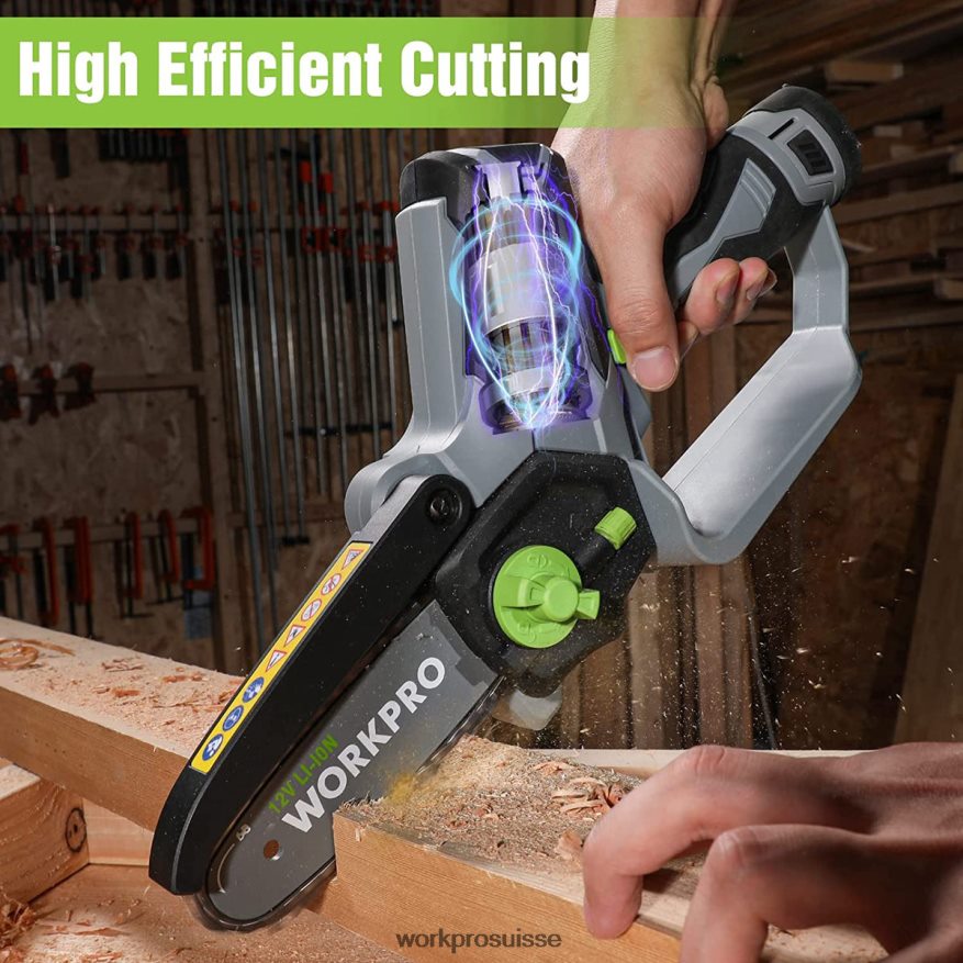 mini tronçonneuse, scie à chaîne électrique compacte sans fil avec 2 batteries, guide-chaîne et chaîne de remplacement Z2LXTF291 nouveau WORKPRO outil