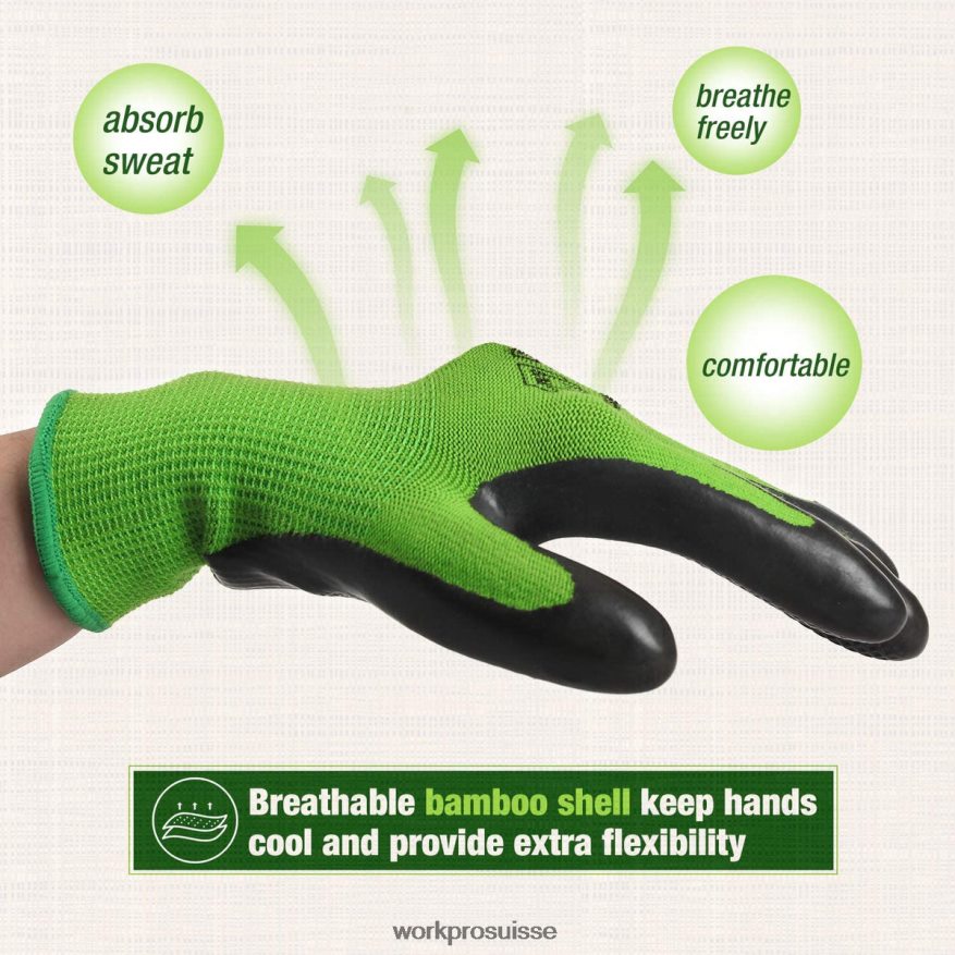 2 paires de gants de travail de jardin avec paume enduite de latex écologique et écran tactile pour désherber, creuser, ratisser et tailler Z2LXTF273 nouveau WORKPRO outil