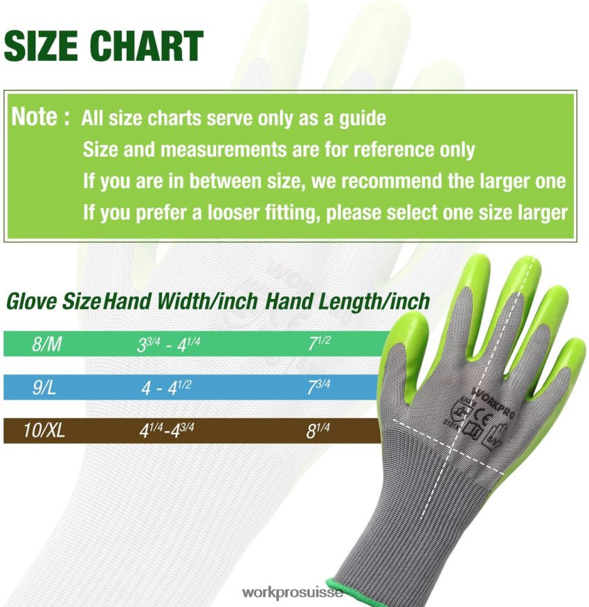 6 paires de gants de travail de jardin avec paume enduite de latex écologique Z2LXTF275 utile WORKPRO outil