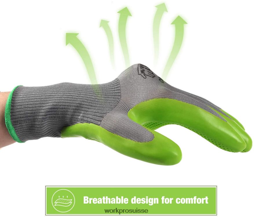 6 paires de gants de travail de jardin avec paume enduite de latex écologique Z2LXTF275 utile WORKPRO outil