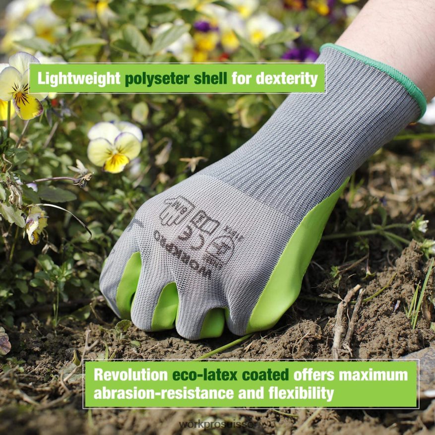 6 paires de gants de travail de jardin avec paume enduite de latex écologique Z2LXTF275 utile WORKPRO outil