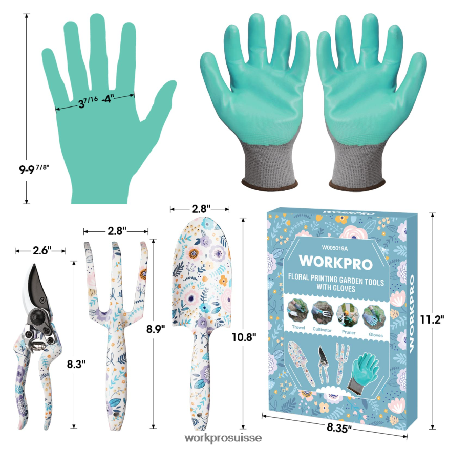 Ensemble d'outils de jardin en aluminium 4 pièces Z2LXTF285 blanc/rose WORKPRO outil