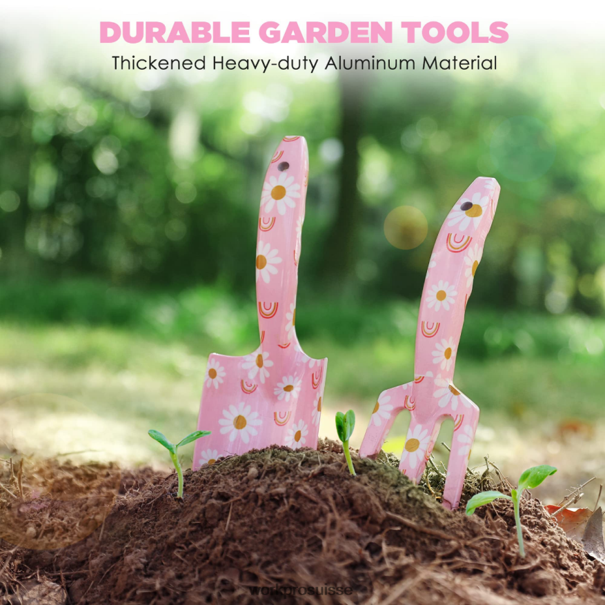 Ensemble d'outils de jardin en aluminium 4 pièces Z2LXTF285 blanc/rose WORKPRO outil