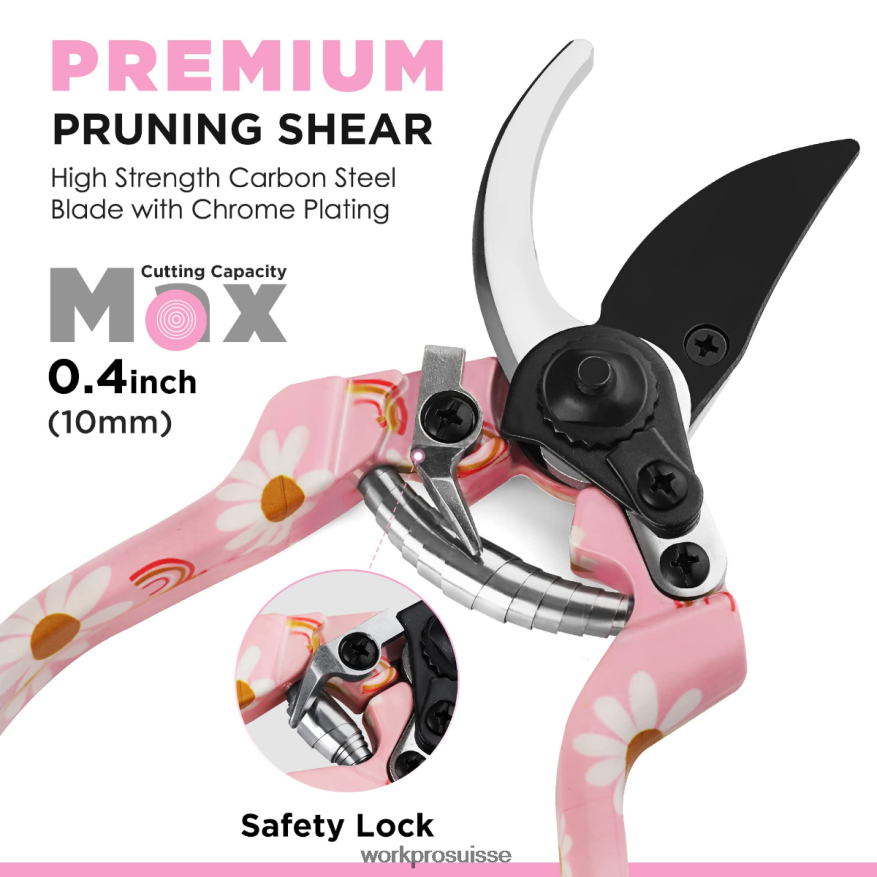 Ensemble d'outils de jardin en aluminium 4 pièces Z2LXTF285 blanc/rose WORKPRO outil