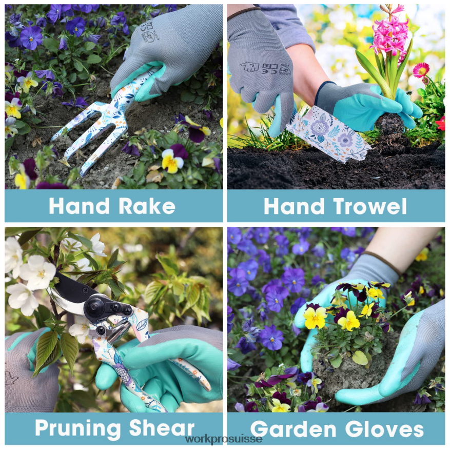 Ensemble d'outils de jardin en aluminium 4 pièces Z2LXTF285 blanc/rose WORKPRO outil