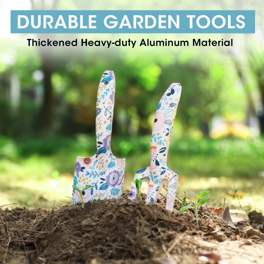 Ensemble d'outils de jardin en aluminium 4 pièces Z2LXTF285 blanc/rose WORKPRO outil