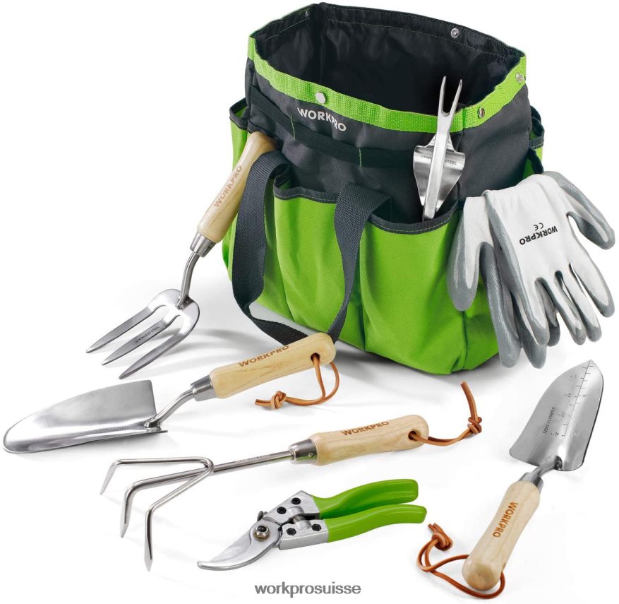 Ensemble d'outils de jardin robustes en acier inoxydable de 7 pièces Z2LXTF274 morden WORKPRO outil