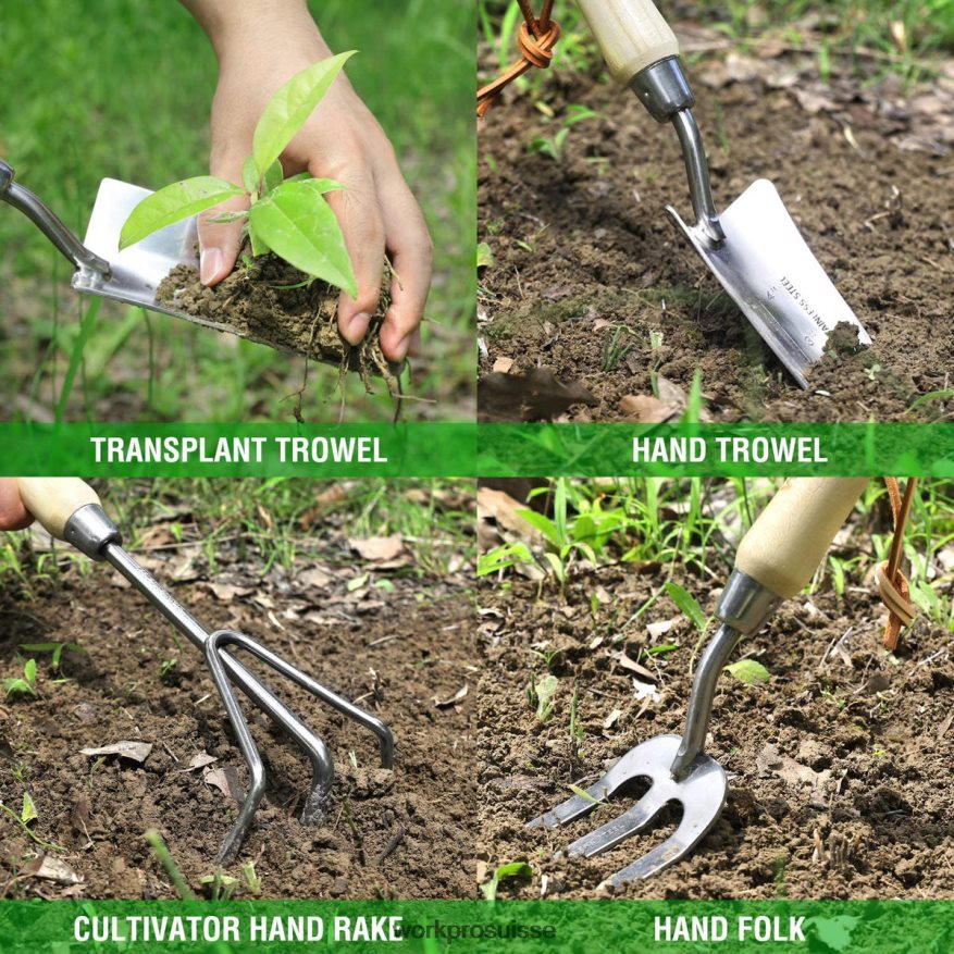 Ensemble d'outils de jardin robustes en acier inoxydable de 7 pièces Z2LXTF274 morden WORKPRO outil