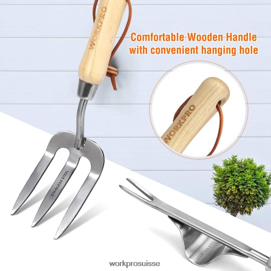 Ensemble d'outils de jardin robustes en acier inoxydable de 7 pièces Z2LXTF274 morden WORKPRO outil