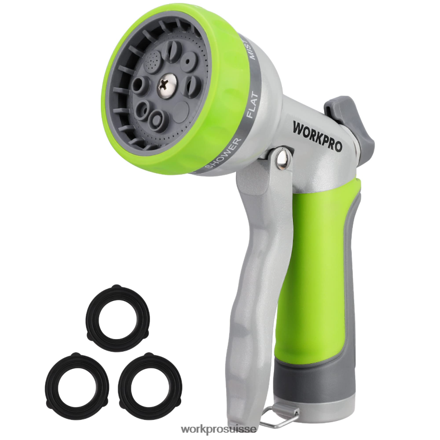 Pulvérisateur de buse de tuyau d'eau haute pression de jardin avec 8 modèles d'arrosage réglables et conception de commande au pouce Z2LXTF288 utile WORKPRO outil