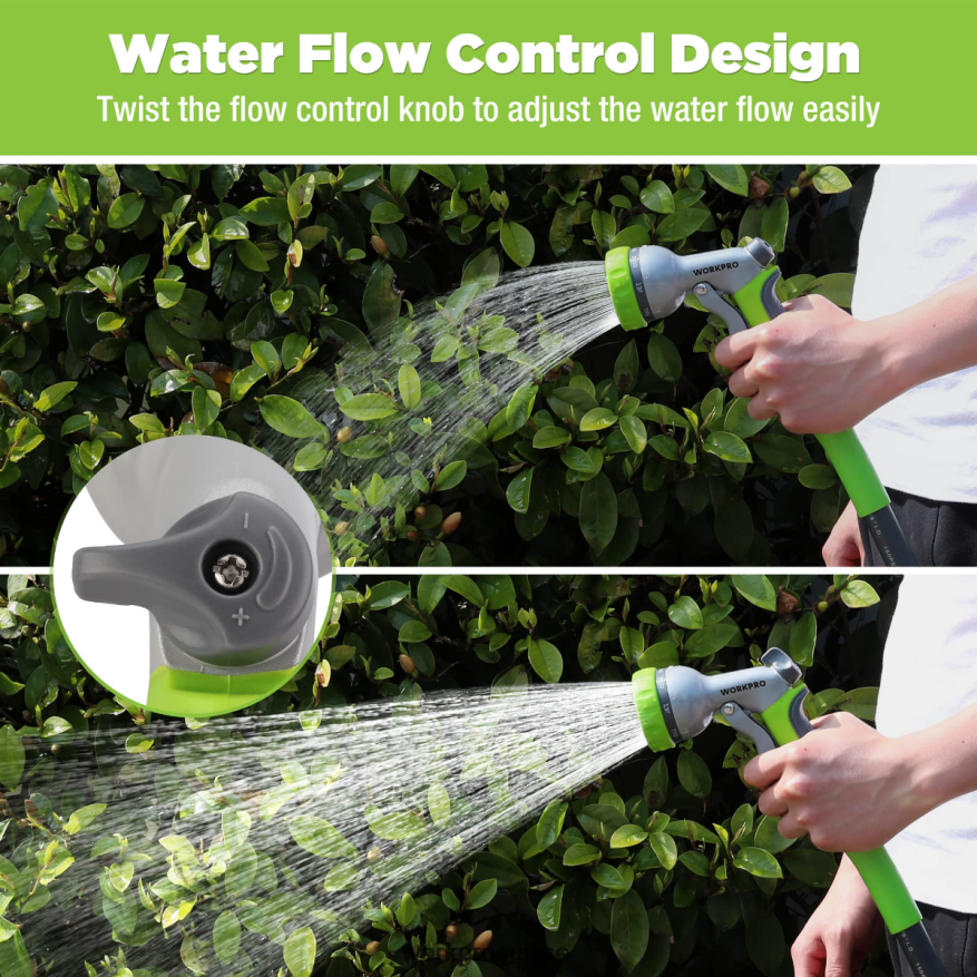 Pulvérisateur de buse de tuyau d'eau haute pression de jardin avec 8 modèles d'arrosage réglables et conception de commande au pouce Z2LXTF288 utile WORKPRO outil