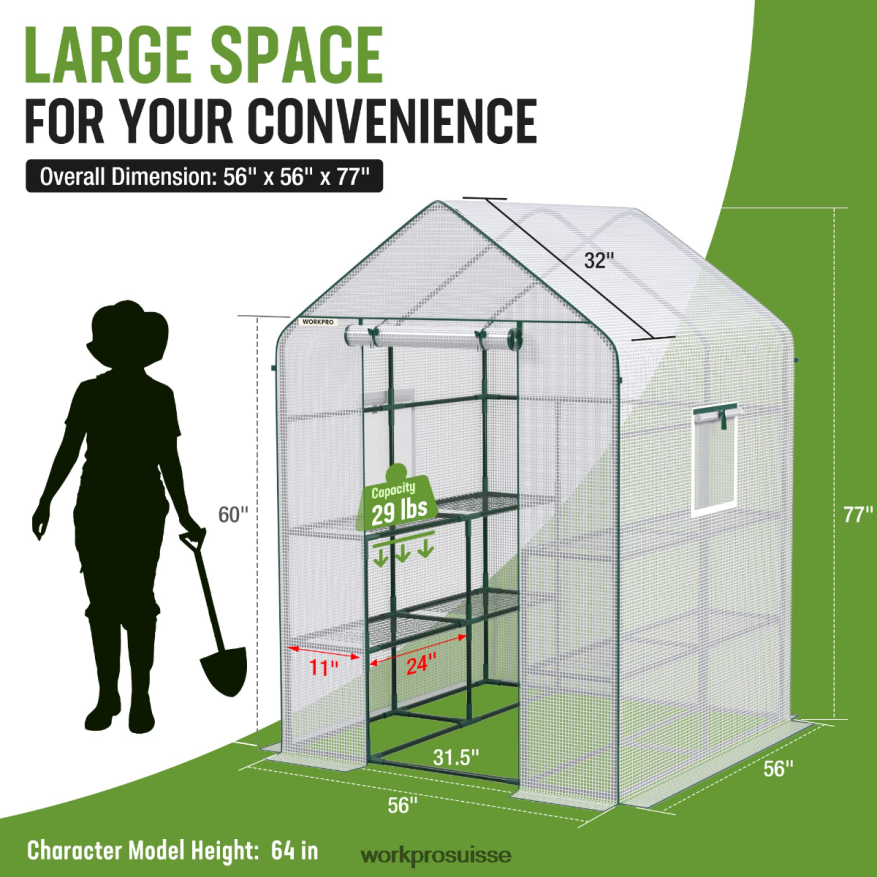 grande serre de jardinage portable d'extérieur à 3 niveaux et 8 étagères Z2LXTF290 utile WORKPRO outil