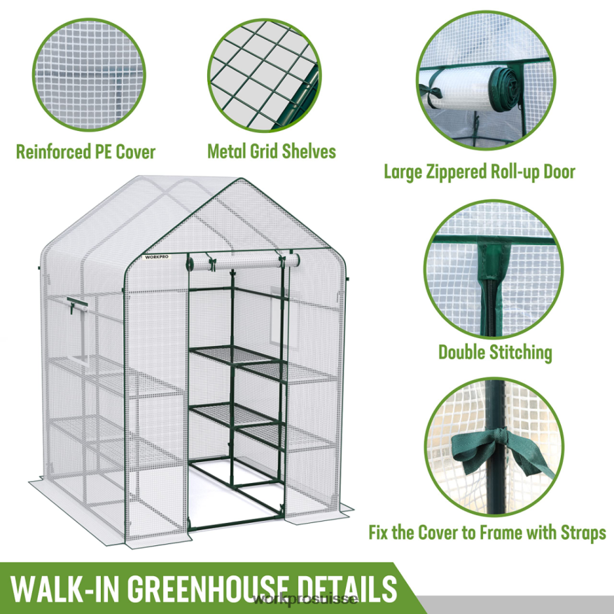grande serre de jardinage portable d'extérieur à 3 niveaux et 8 étagères Z2LXTF290 utile WORKPRO outil