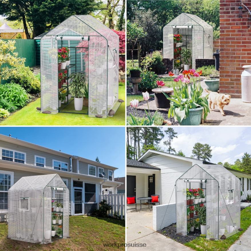 grande serre de jardinage portable d'extérieur à 3 niveaux et 8 étagères Z2LXTF290 utile WORKPRO outil