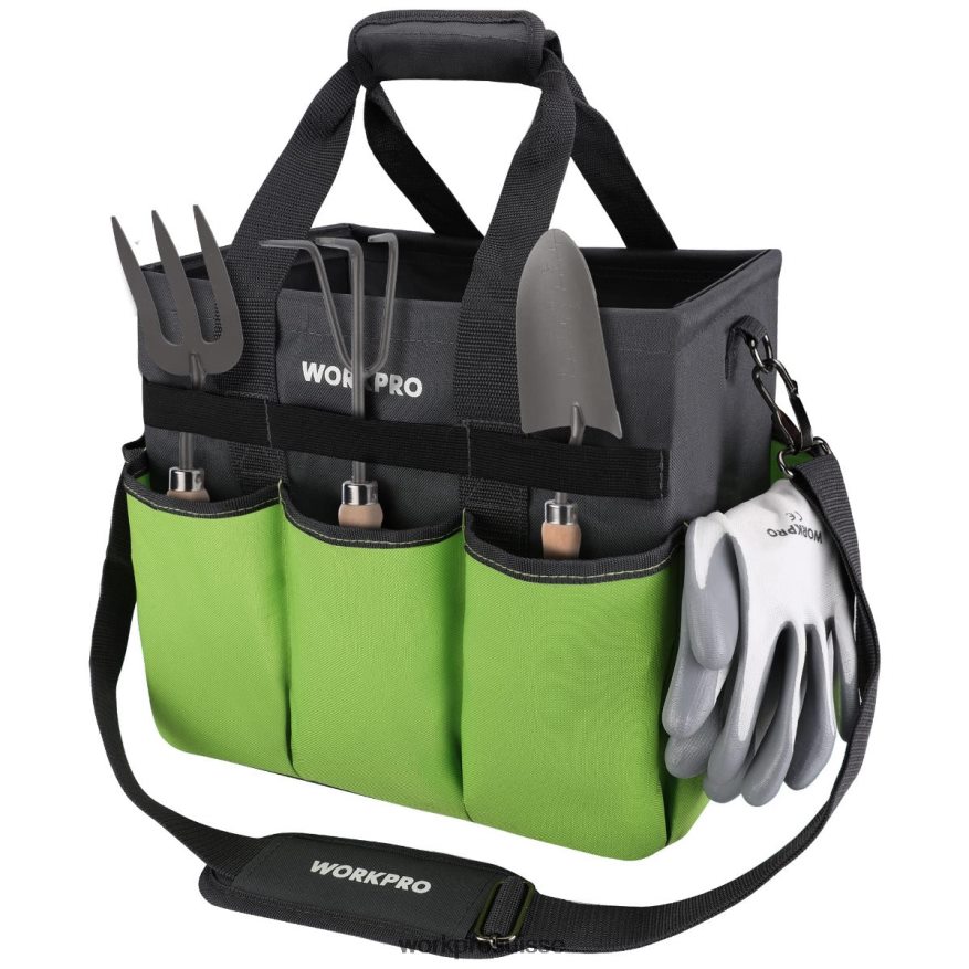 sac fourre-tout de jardin robuste et robuste, avec 10 poches et une longue bandoulière réglable Z2LXTF281 utile WORKPRO outil