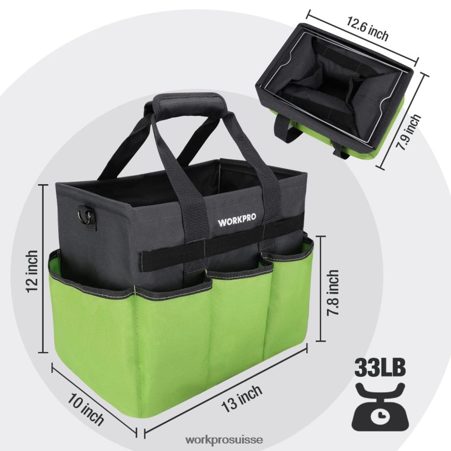 sac fourre-tout de jardin robuste et robuste, avec 10 poches et une longue bandoulière réglable Z2LXTF281 utile WORKPRO outil