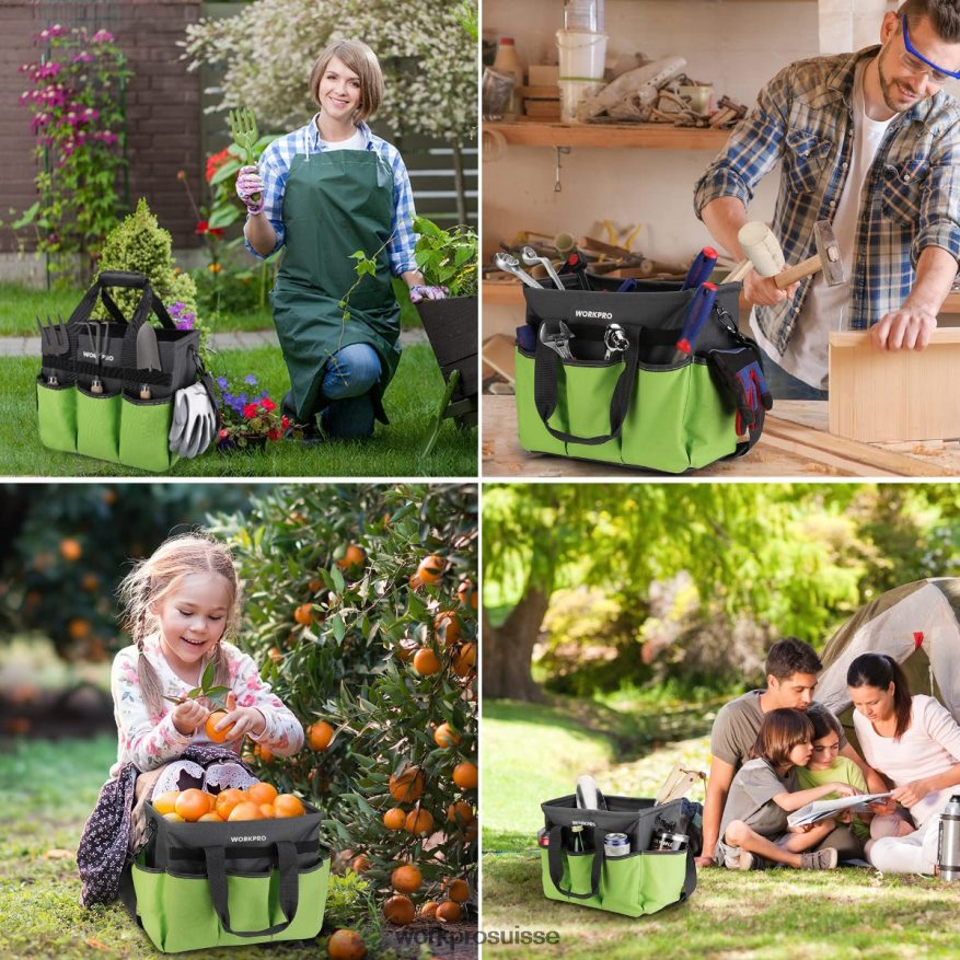 sac fourre-tout de jardin robuste et robuste, avec 10 poches et une longue bandoulière réglable Z2LXTF281 utile WORKPRO outil