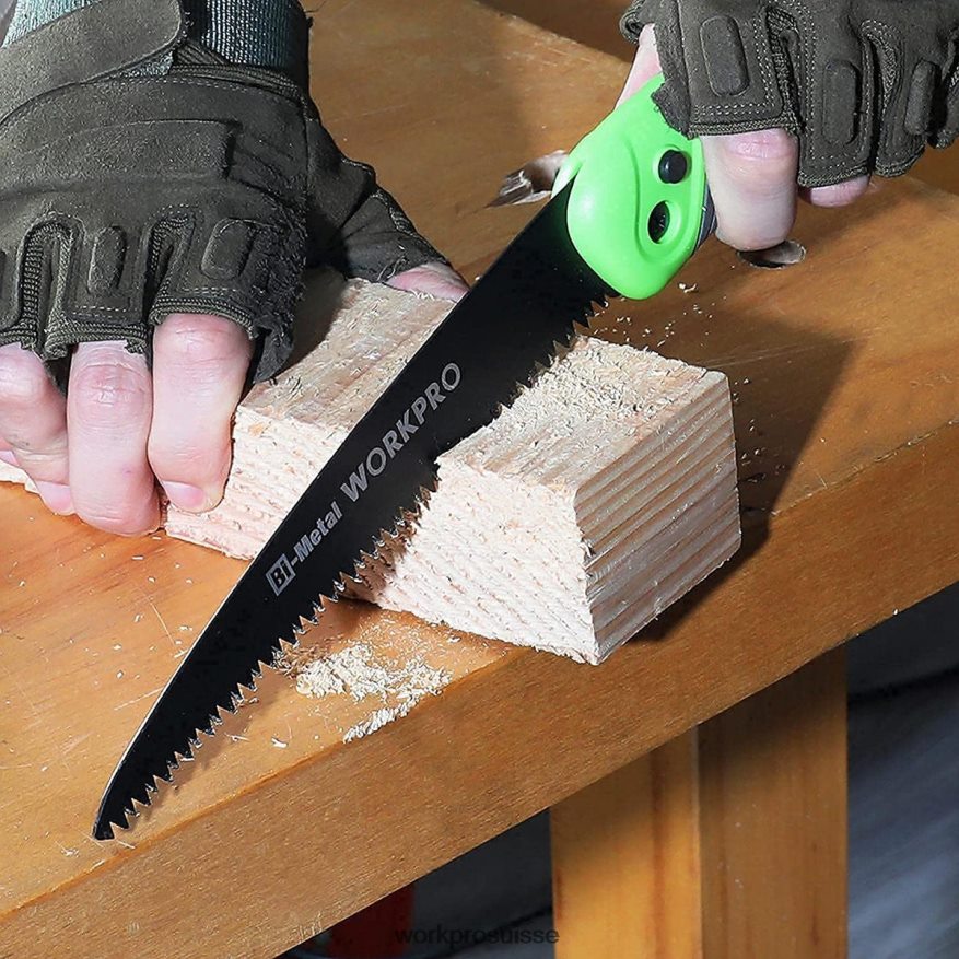 scie pliante scie à main compacte avec verrouillage à bouton-poussoir de lame de 7 pouces Z2LXTF270 utile WORKPRO outil