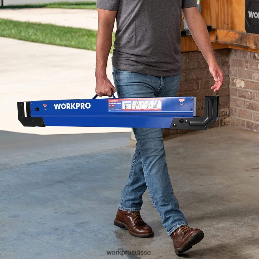Chevalet de scie pliant robuste et réglable, 2 pièces, avec bras de support 2x4, capacité de charge de 3 000 lb, pieds réglables en hauteur de 24 à 32 pouces, pieds pivotants et chevilles de support Z